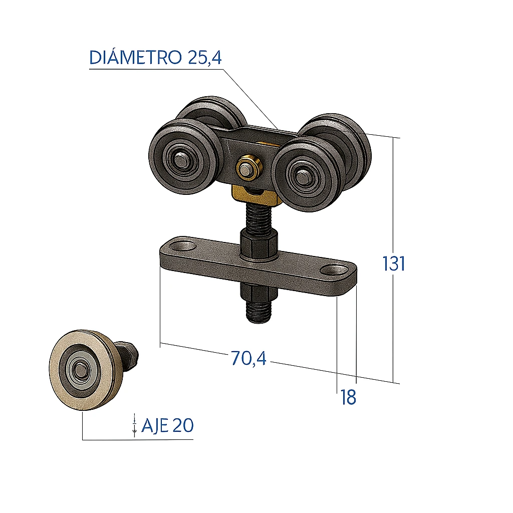 Rodamiento de 4 ruedas biseladas.webp